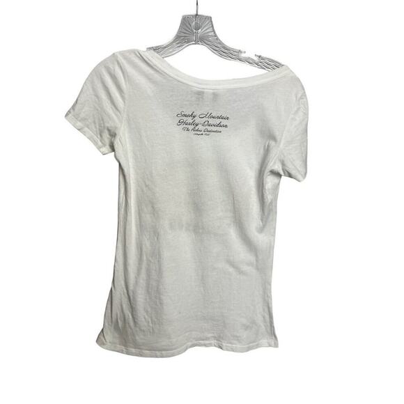 Harley Davidson Shirt Women Medium White Smoky Mountain Graphic Tee Bravado - Picture 2 of 7